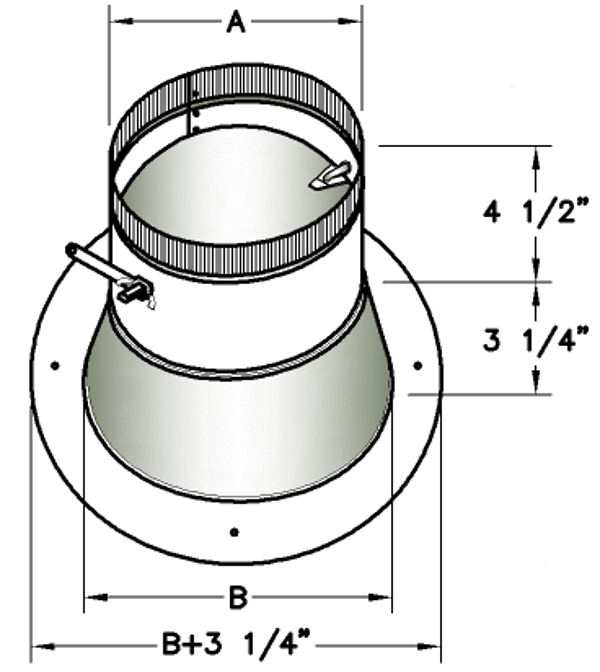 Jer-Air Model C-401 | Conical Stick-on Sleeve With Flange, Gasket, & Damper