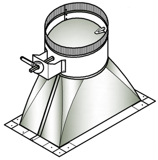 Jer-Air Model AT-602 | Air Tight 45° Takeoff With Gasket, Damper, & 2" Standoff Quadrant - 1/4" Hardware